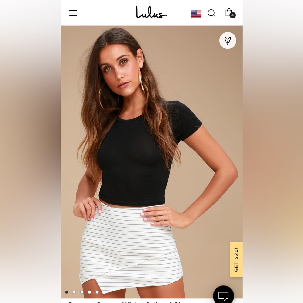 Groove Queen White Striped Skort- Small